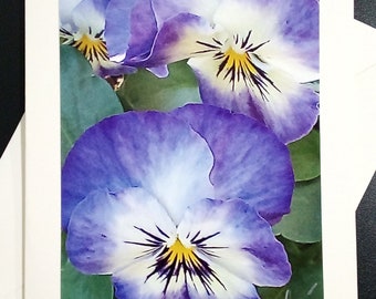 PURPLE GOLD PANSIES | Handmade Deluxe Signed Collectible Original Floral Greeting/Décor/ Multipurpose Card with Envelope | Mother's Day, etc