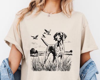 Tysk korthårig pekare, GSP fågeljakthund grafisk t-shirt, retro hund-T-shirt