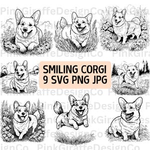 Joli Corgi SVG Bundle, joyeux Corgi ludique PNG fichier, chien jouant à l'extérieur fichier vectoriel, Image d'amant de Corgi, Illustration de chien, clipart animal de compagnie