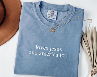 Camiseta "Ama a Jesús y a Estados Unidos también", camiseta cristiana del 4 de julio, camiseta del Día de la Independencia