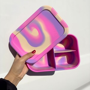 Lunch Box, Silicone Bento Box, School Lunch Box, Meal Prep Container, Snack Box, Divided Food Storage, Tie Dye Swirl, Children&#39;s Lunch Box.