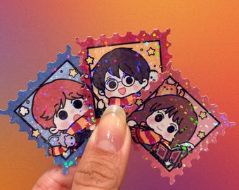 Wizard Sticker, Wizard School, Magic School Sticker, Holographic Sticker, Kawaii Cute Sticker, Laptop Kindle, Bottle Sticker (SET OF 3)
