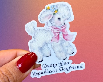 Dump Your Republican Boyfriend Sticker, Funny Sticker, Vinyl Sticker, Vintage Sticker, Kitschy Vintage, Political, Liberal Aesthetic Sticker