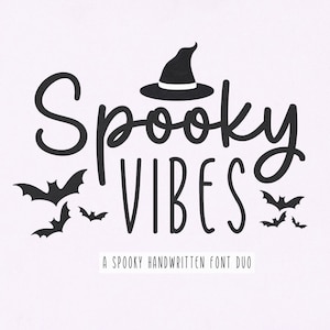 Spooky Vibes Font Duo, Fuente Halloween, Fuente Spooky, Fuente Ghost, Fuente Witch, Fuentes para Cricut, Fuente Procreate, Fuente Canva, Fuente Script.