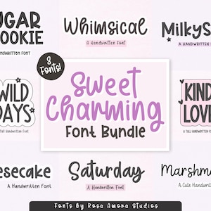 Font Bundle, Handwritten Font Bundle, Cute Fonts, Cute Font Bundles, Trendy Font, Fonts for Cricut, Procreate Font, Canva Fonts, Craft Fonts