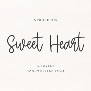 Sweet Heart Font, Cursive Font, Modern Font, Handwritten Font, Script Font, Calligraphy Font, Font for Cricut, Procreate Font, Canva Font.