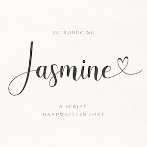 Jasmin-Schrift, Schreibschrift, Herz-Schrift, Schreibschrift, Signatur-Schrift, Kalligraphie-Schrift, Hochzeit, Schriften für Cricut, Procreate-Schrift, Canva-Schrift
