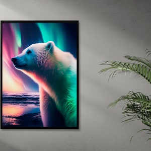 Arctic Majesty: A Stunning Portrait of a Polar Bear under the Northern Lights