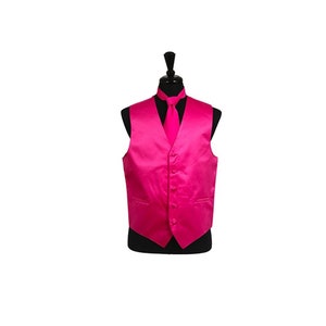 New Men&#39;s Tuxedo Vest Waistcoat and Necktie Hot Pink regular fit wedding formal occasion