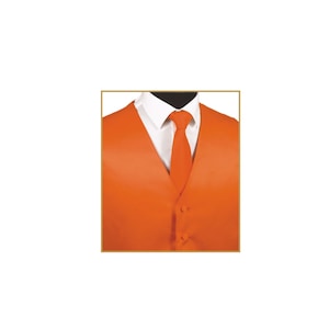 New Men&#39;s Tuxedo Vest Waistcoat and Necktie Orange regular fit wedding formal occasion