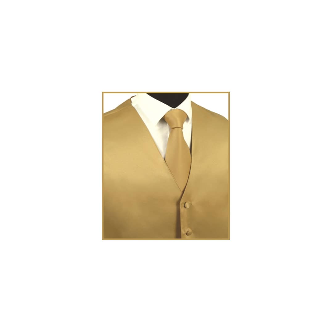 New Men's Tuxedo Vest Waistcoat and Necktie Gold Solid Slim Fit Wedding Formal Occasion Etsy