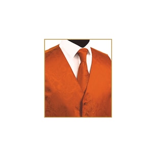 New Men&#39;s Tuxedo Vest Waistcoat and Necktie Orange Paisley regular fit wedding formal occasion