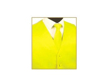 New Men's Tuxedo Vest Waistcoat and Necktie Yellow regular fit wedding formal occasion