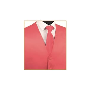 New Men&#39;s Tuxedo Vest Waistcoat and Necktie Coral regular fit wedding formal occasion