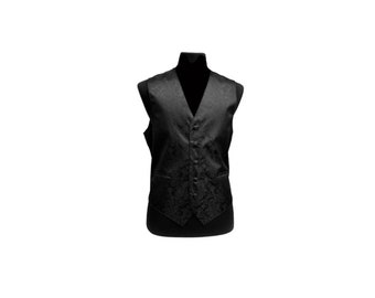 New Men's Tuxedo Vest Waistcoat Black Paisley regular fit wedding formal occasion