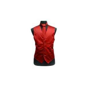 New Men&#39;s Tuxedo Vest Waistcoat and Necktie Red regular fit wedding formal occasion
