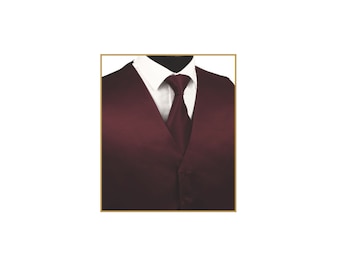Nieuw heren smokingvest gilet en stropdas bordeauxrood regular fit bruiloft formele gelegenheid