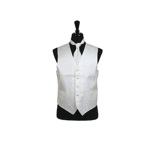 Nuevo Chaleco de esmoquin para hombre Chaleco y corbata Ivory Paisley regular fit boda ocasión formal