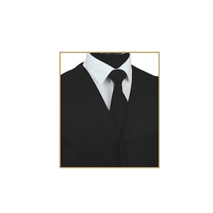 New Men&#39;s Tuxedo Vest Waistcoat and Necktie Black tone on tone stripes regular fit wedding formal occasion