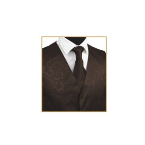 New Men&#39;s Tuxedo Vest Waistcoat and Necktie Brown Paisley regular fit wedding formal occasion