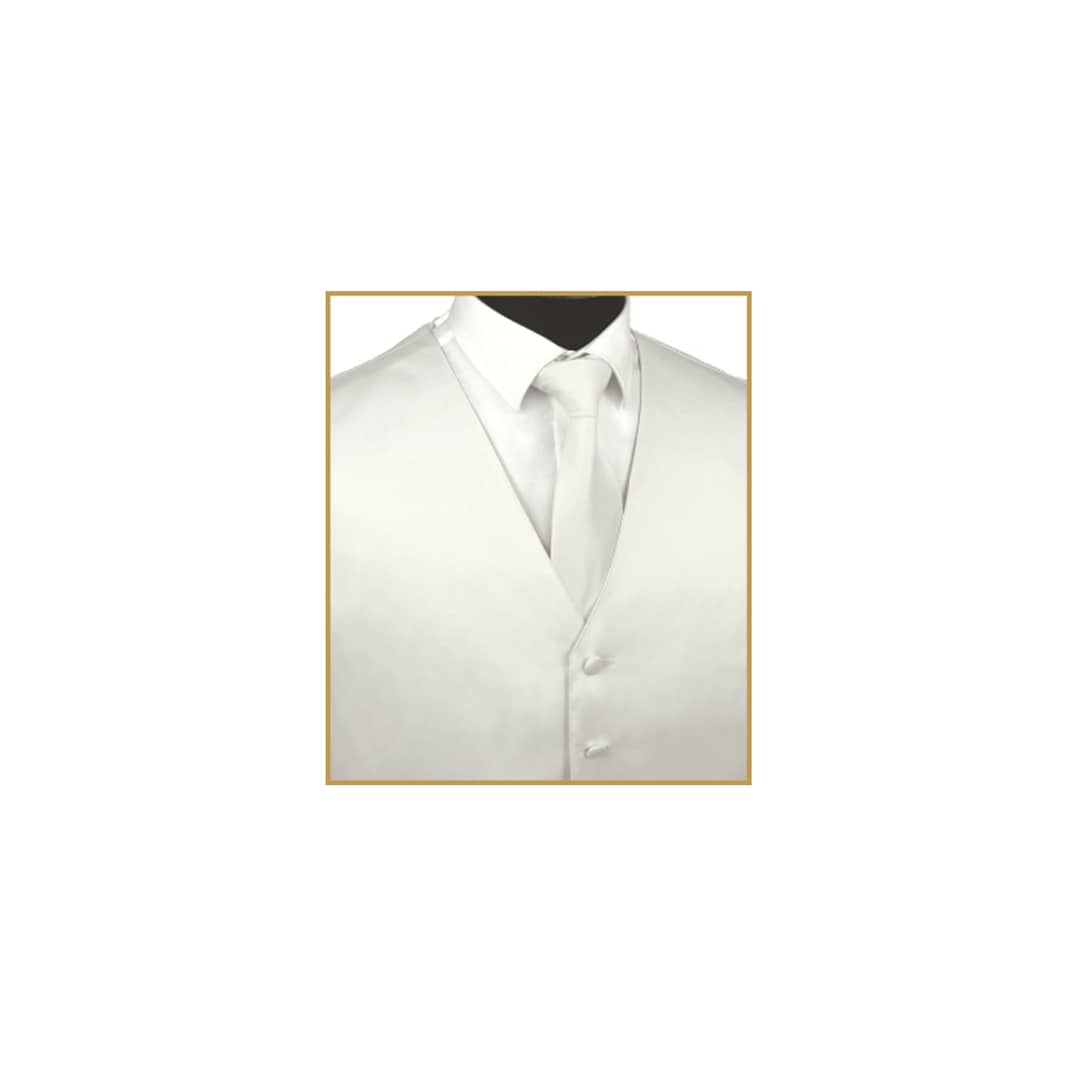 Men's White 5 Buttons V-Neck Fashion Dress Tuxedo Wedding Vest ~ Waistcoat ~ Waist coat main image 0