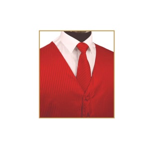 New Men&#39;s Tuxedo Vest Waistcoat and Necktie Red tone on tone stripes regular fit wedding formal occasion