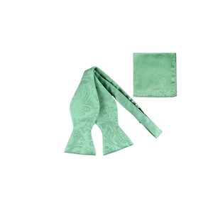 New Men's Self Tie Freestyle Bowtie Polyester Paisley Aqua Green wedding formal occasion