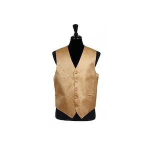 New Men&#39;s Tuxedo Vest Waistcoat Gold Paisley regular fit wedding formal occasion