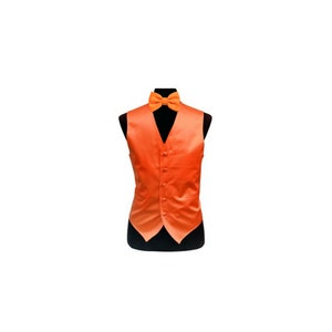 New Men&#39;s Tuxedo Vest Waistcoat Bowtie Orange regular fit wedding formal occasion
