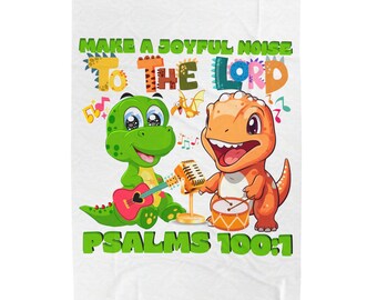 Bible Verse Nursery Velveteen Plush Blanket, Nursery Scripture, Sunday School Blanket, Christian Gifts, Baptism Gift, Dino Blanket, Jesus