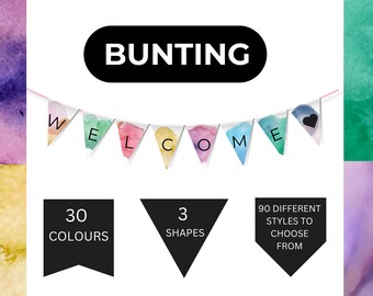 Bunting template for preschool, Classroom Bunting Template, Classroom Organisation, Classroom, DIGITAL DOWNLOAD