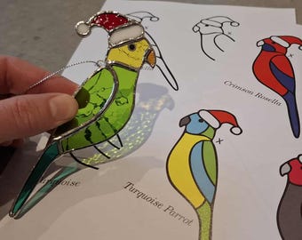 PATTERN - Stained Glass Australian Parrots Christmas Ornaments 4 Pack (1). Digital Download, PDF file