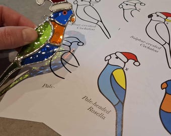 PATTERN - Stained Glass Australian Parrots Christmas Ornaments 4 Pack (4). Digital Download, PDF file