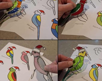 PATTERN - Stained Glass Australian Parrots Christmas Ornaments Multi Pack 16 Birds. Digital Download, PDF file