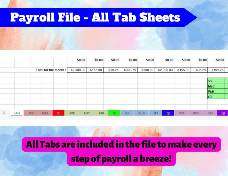 PAYROLL ONLY Simple Basic Small Business Digital Payroll File, Manual