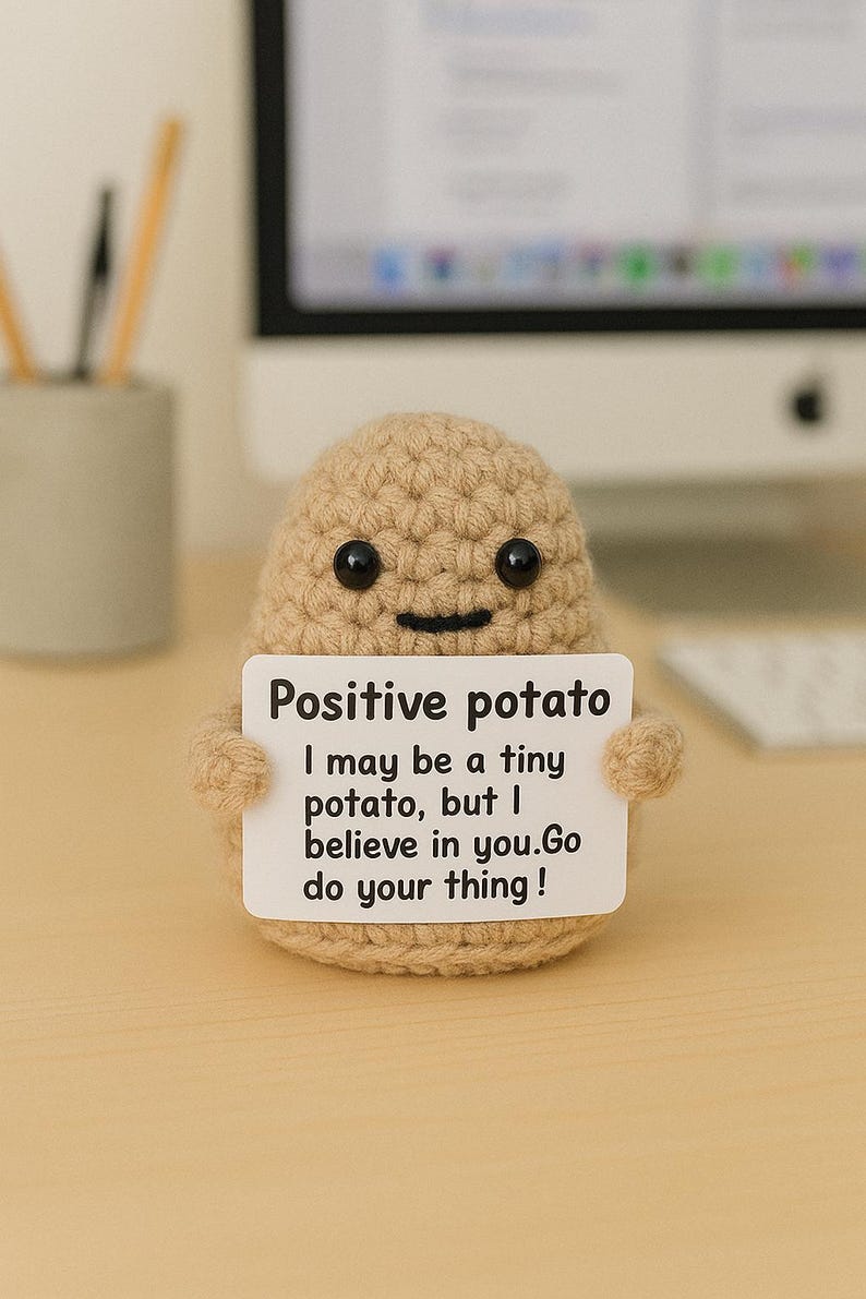 Positive Potat Positive Potato, Mini Handmade Plush Wool Knitting Doll - Etsy