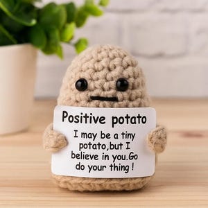 Positive Potato, Mini Handmade Plush Wool Knitting Doll