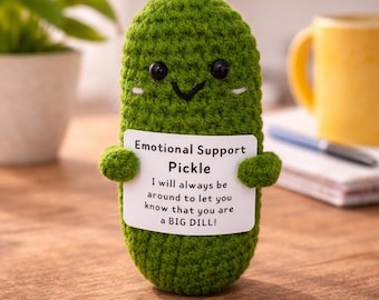 Emotional Support Pickle Crochet Plush | Funny Encouragement Gift