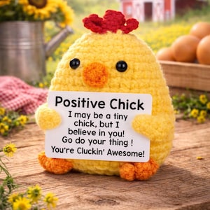 Crochet Chick Plush | Motivational Desk Decor, Encouragement Gift