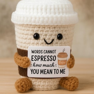 Crochet Coffee Cup with Message Card Gift