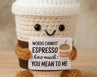 Crochet Coffee Cup with Message Card Gift