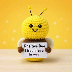 Positive Bee, mini handgemaakte pluche wol breipop