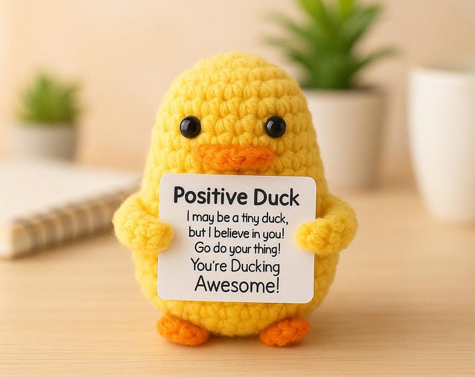 Crochet Positive Duck: Kawaii Amigurumi Desk Buddy - Encouragement Gift