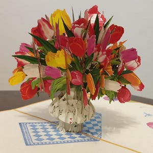 3D Pop Up Karte Tulpen Bunte Blumen Geburtstagskarte Muttertag