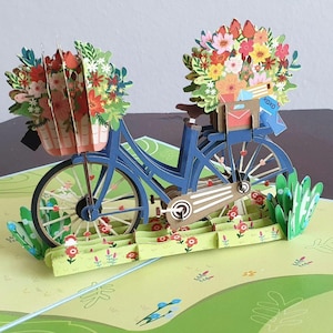 Fahrrad, 3D Pop Up Karte Fahrrad, Natur Blumen Freundschaft
