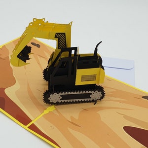 3D Pop Up Karte Bagger Geburtstagskarte