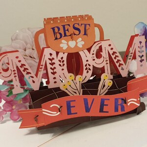 Carte pop-up 3D pour la fête des mères, carte d'anniversaire, meilleure maman