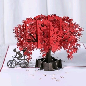 3D Pop Up Karte Junge Liebe Fahrrad Freunde Ahornbaum