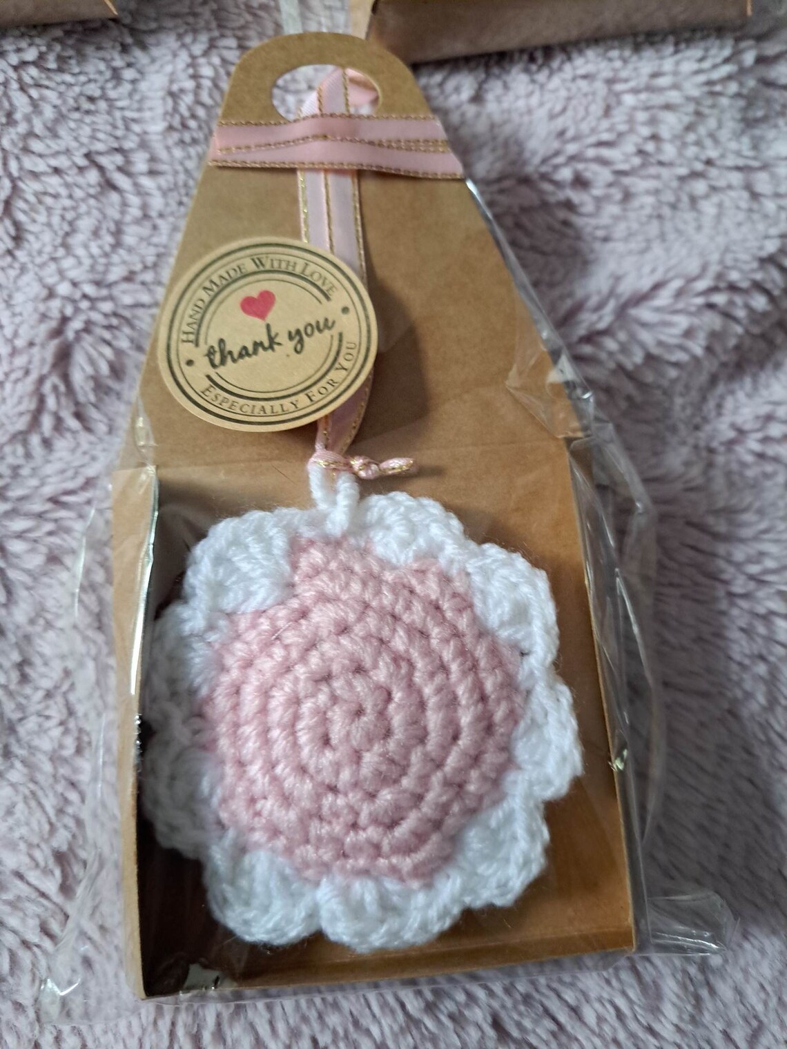 Scented Car Rear View Mirror Hanger, Crochet Flowers and Smiley Faces