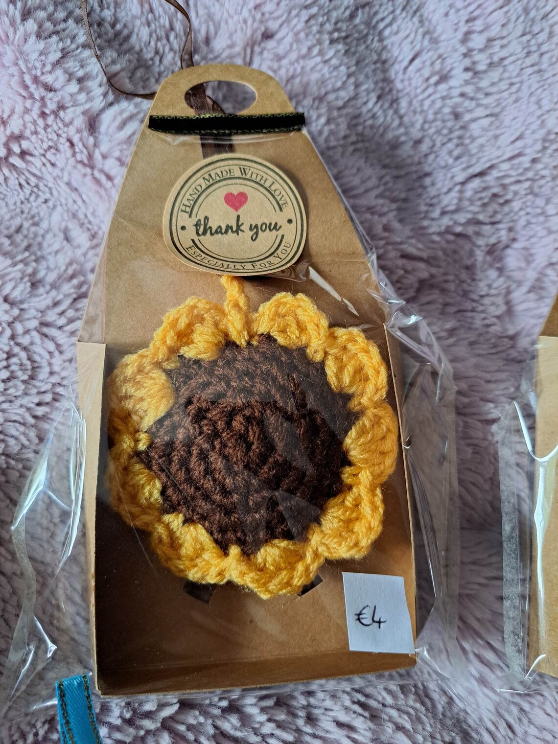 Scented Car Rear View Mirror Hanger, Crochet Flowers and Smiley Faces